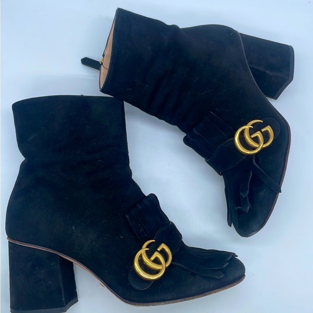 GUCCI MARMONT SUEDE ANKLE BOOTS BLACK - LIKE NEW